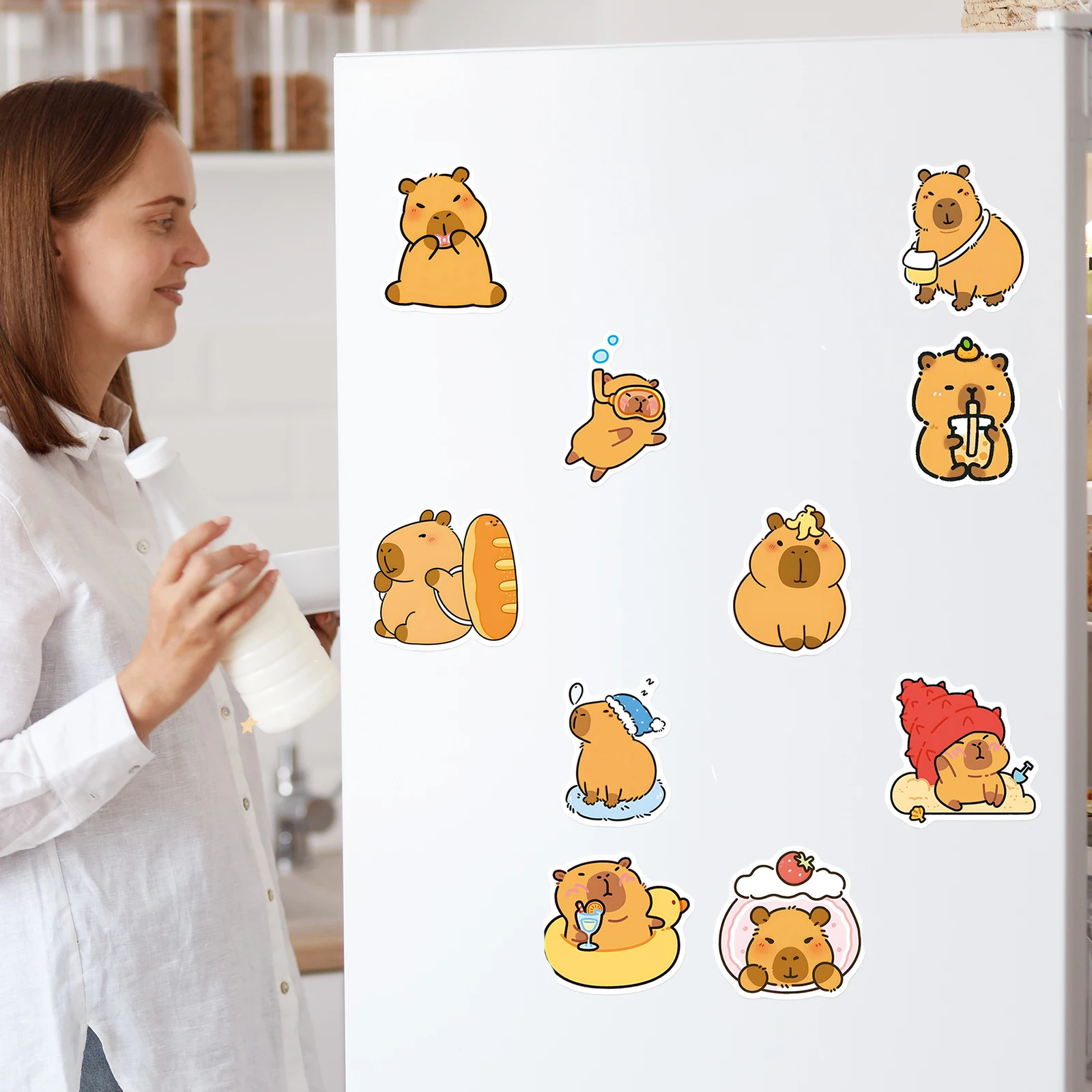 50 stuks schattige dierenstickers grappige capibara waterdichte stickers waterdichte capibara stickers voor volwassenen waterflessen laptop