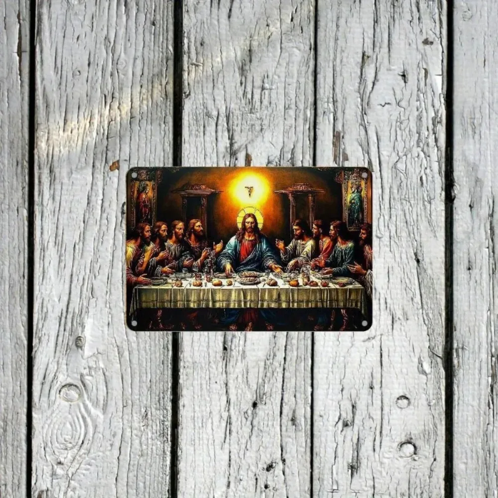 CIFBUY Religious The Last Supper Aluminum Wall Art, Waterproof Metal Sign for Home Church Decor