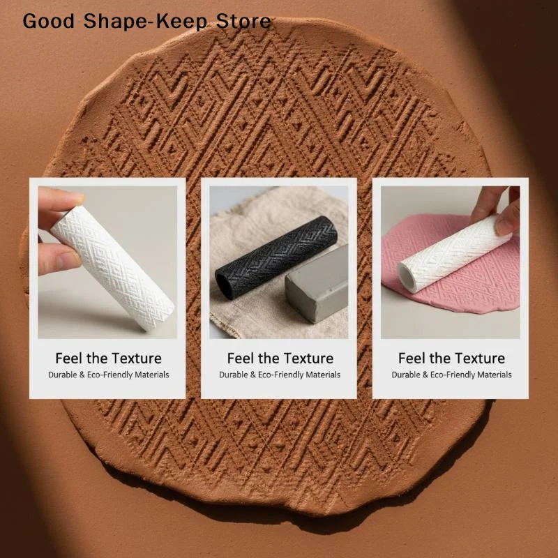 daily3D Printed Embossed Texture Roller Easy to Use DIY Art Tool for Beginner Crafters Handmade Clay Pottery Creation