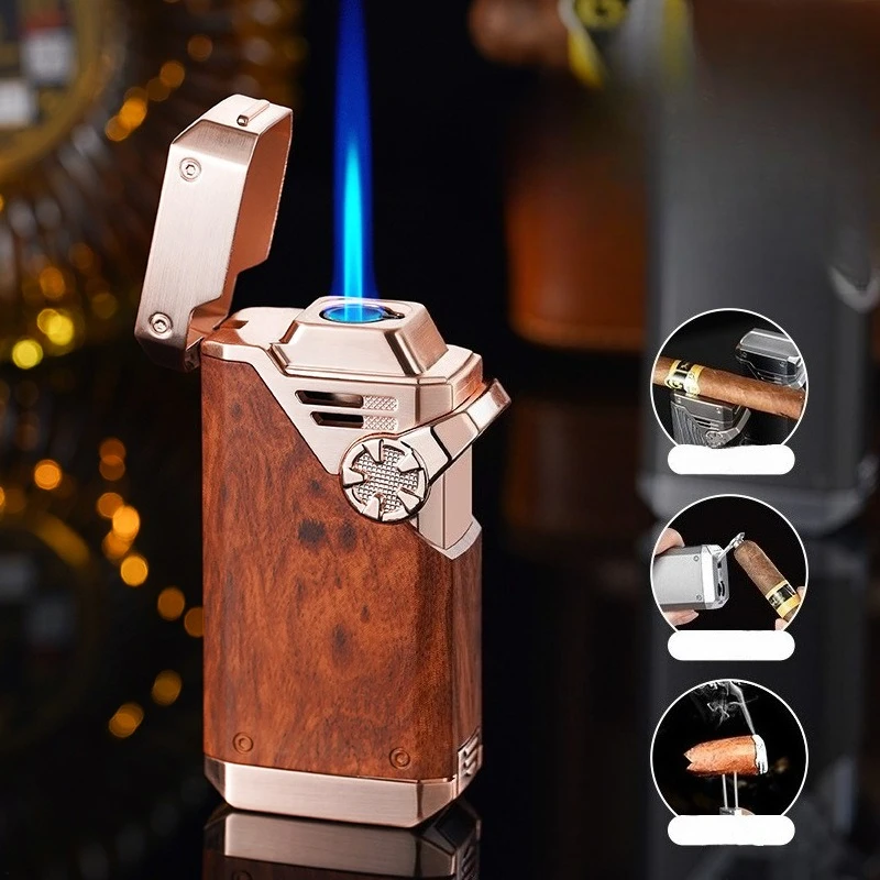 Hot Selling New Multi-functional Cigar Lighter with Cigar Cutter Straight Blue Flame Lighter Gift Cross-border Hot Selling Item