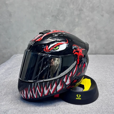 Casque de moto intégral Red Venom agressif pour hommes et femmes, illustrations élégantes avec coque moderne de haute qualité