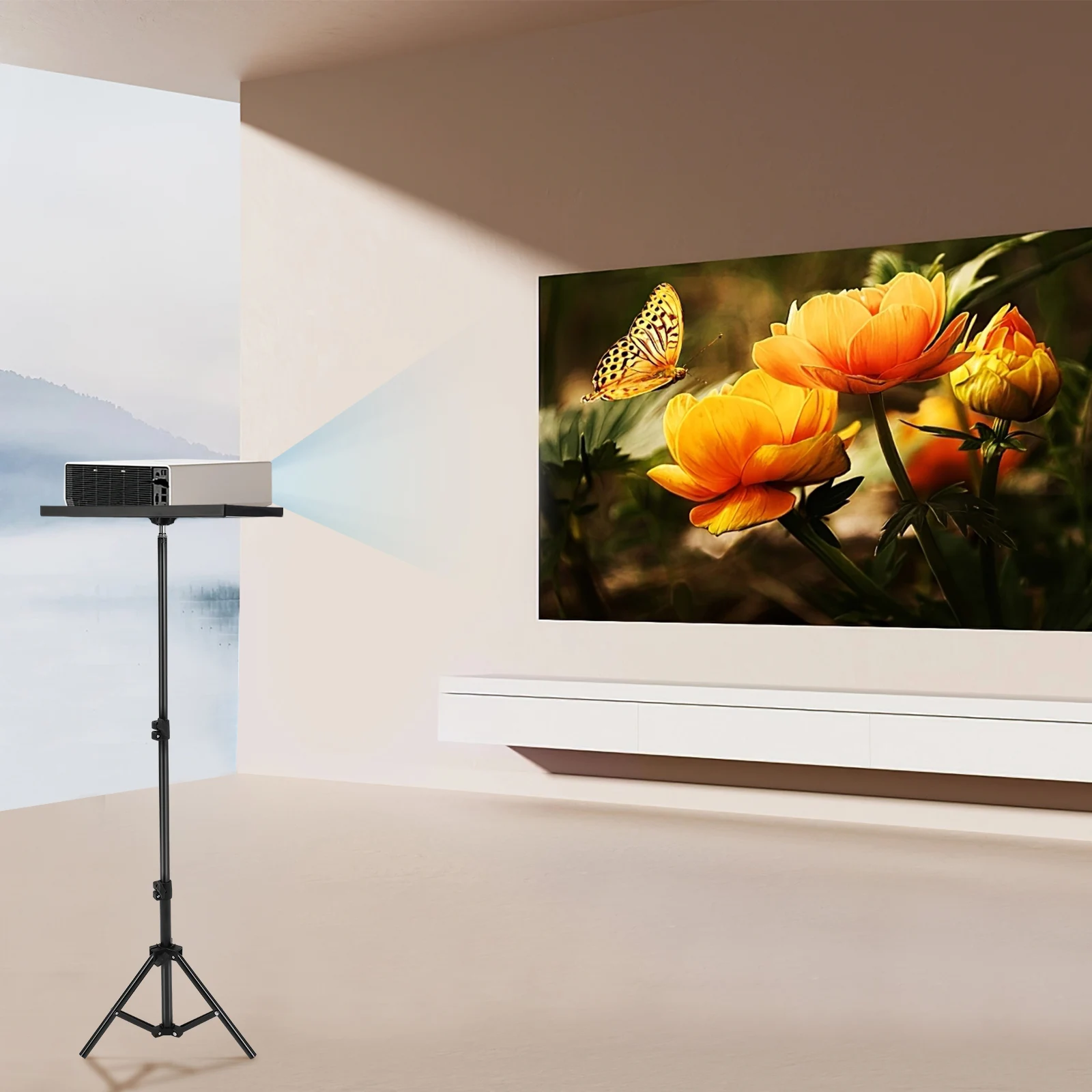 

Laptop Stand Projector Tripod Mount Adjustable Height Shelf Holder for Outdoor Floor to Wall Bedside Tray