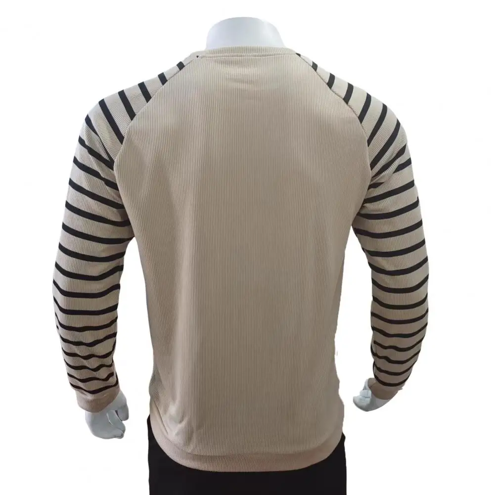 Pull Chic pour hommes, coupe 3D, extensible, automne, hauts simples, décontractés, couleur Pure, T-shirt à rayures