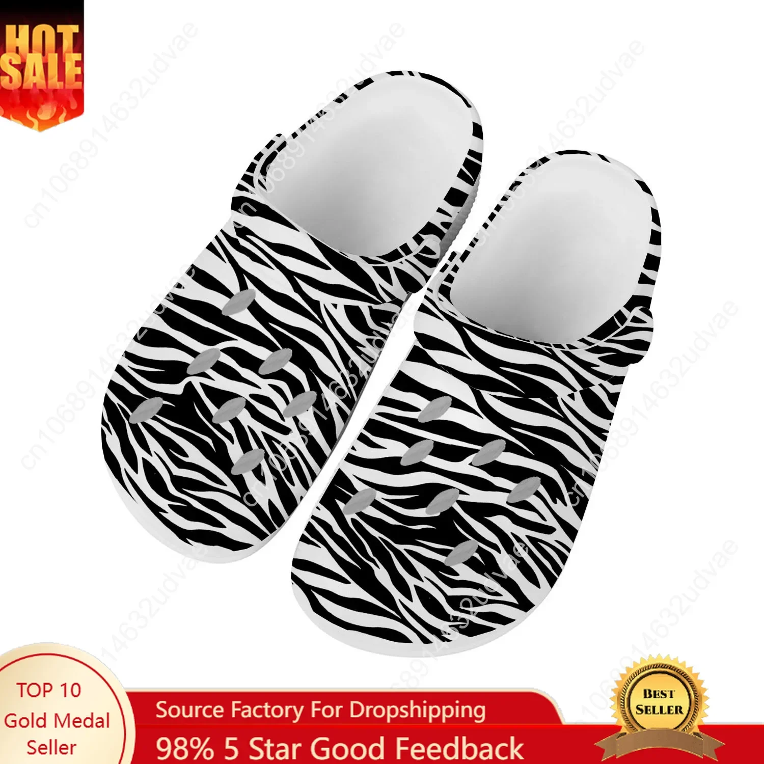 

Zebra print Water Shoes Mens Womens High Quality Fashion Home Garden Clogs Custom Sandals Beach Breathable Hole Slippers