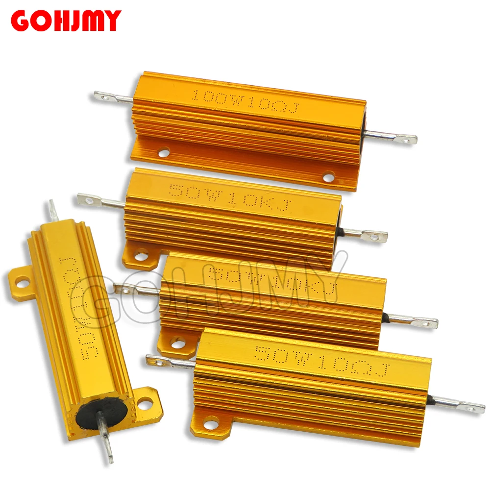 RX24 50W 100W Aluminum Power Metal Shell Case Wirewound Resistor 0.01R ~ 100K 1K 10K 1 6 8 10 20 200 500 Ohm Resistance