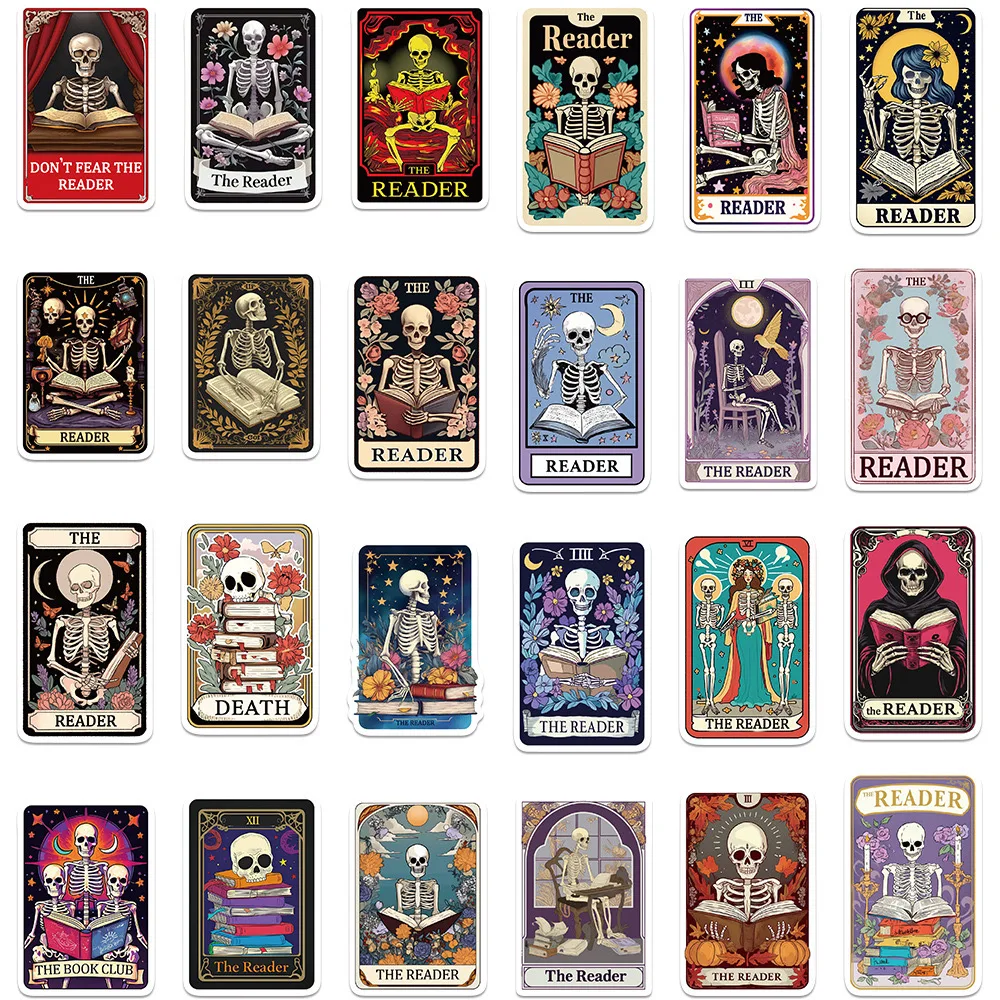 10/50 Uds. Cool Dark Romance calavera libro lectura Tarot tarjeta pegatinas Kindle estético álbum de recortes nevera equipaje portátil teléfono pegatina