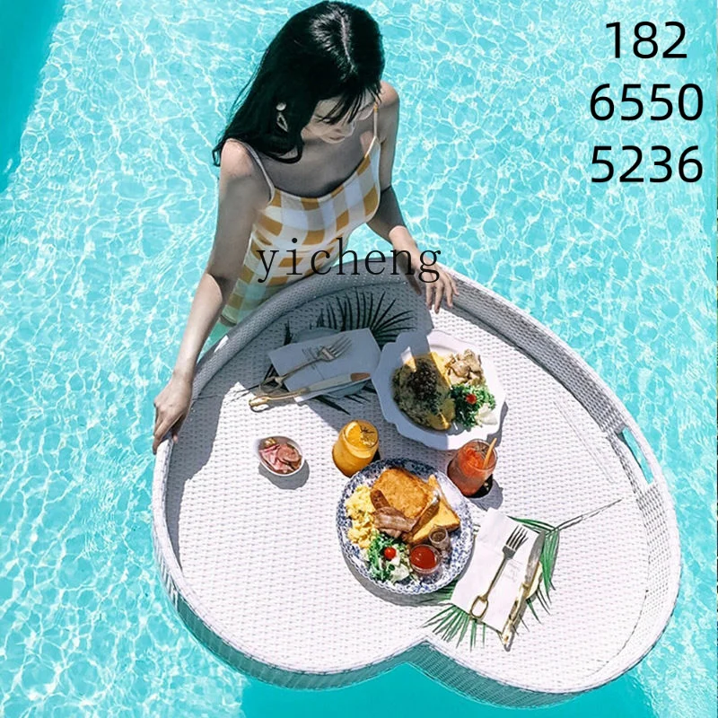 

LX Breakfast Floating Tray Dining Plate Internet Celebrity Rattan Woven Homestay