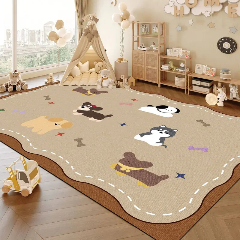 VIKAMA Cute Cartoon Dog Husky Bone Area Rug, Soft Crystal Velvet Non Slip Plush Mat for Kids Bedroom Playroom, Washable Carpet