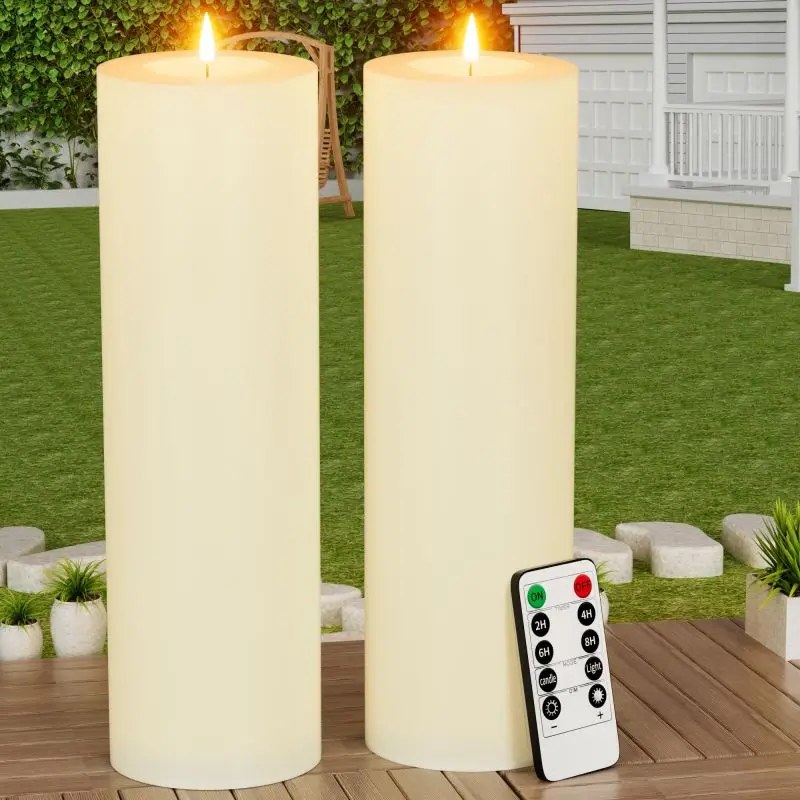 Flameless Candles Battery Operated with Remote Christmas Fake Pillar Candles Realistic  Halloween LED Electronic Candle Light