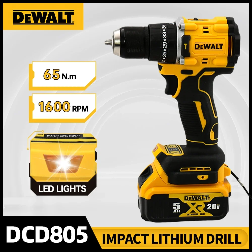 

DEWALT DCD805 Бесщеточная ударная дрель Беспроводной электрический шуруповерт Многофункциональная ручная дрель с переменной скоростью Мощные электрические инструменты