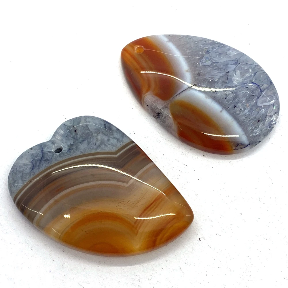 Natural Stone Geometric Water Drop Pendant Men and Women Rainbow Stone Agate Necklace Fashion Jewelry DIY Accessories Key Chain