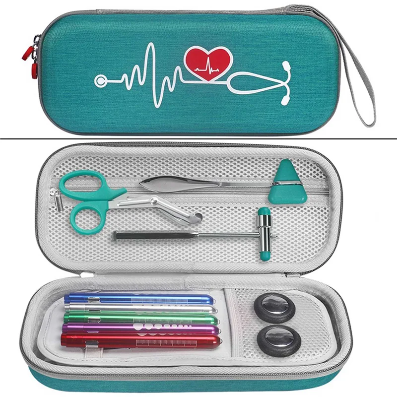ABZW 2X Bolsa de armazenamento Estojo de transporte para estetoscópio Littmann Classic Iii Proteger Bolsa Manga Caixa Caso de proteção (verde)