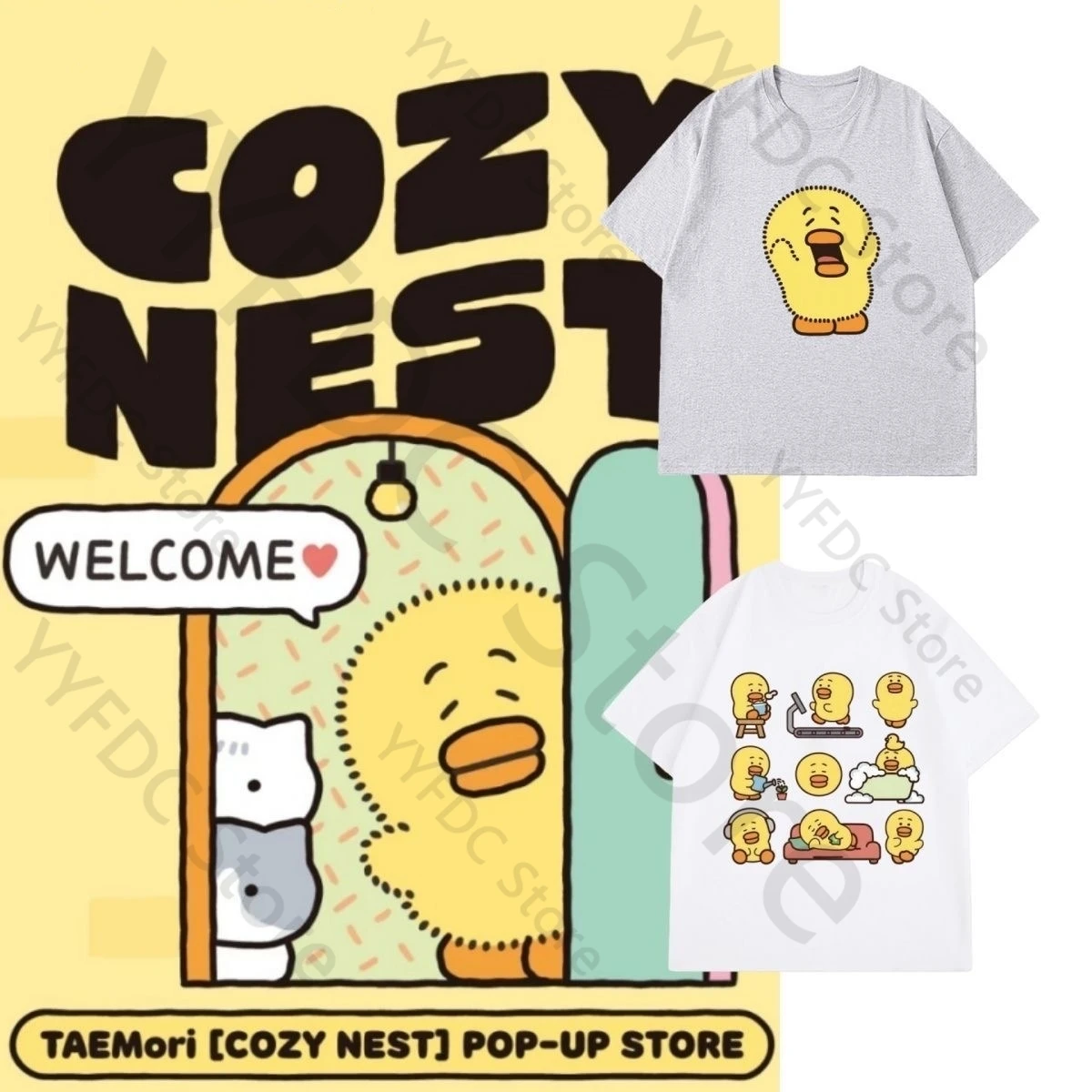 Camiseta SHINee Taemin AEMori COZY NEST, camiseta con estampado de pato de dibujos animados, camisetas de manga corta de algodón de verano de alta calidad a la moda