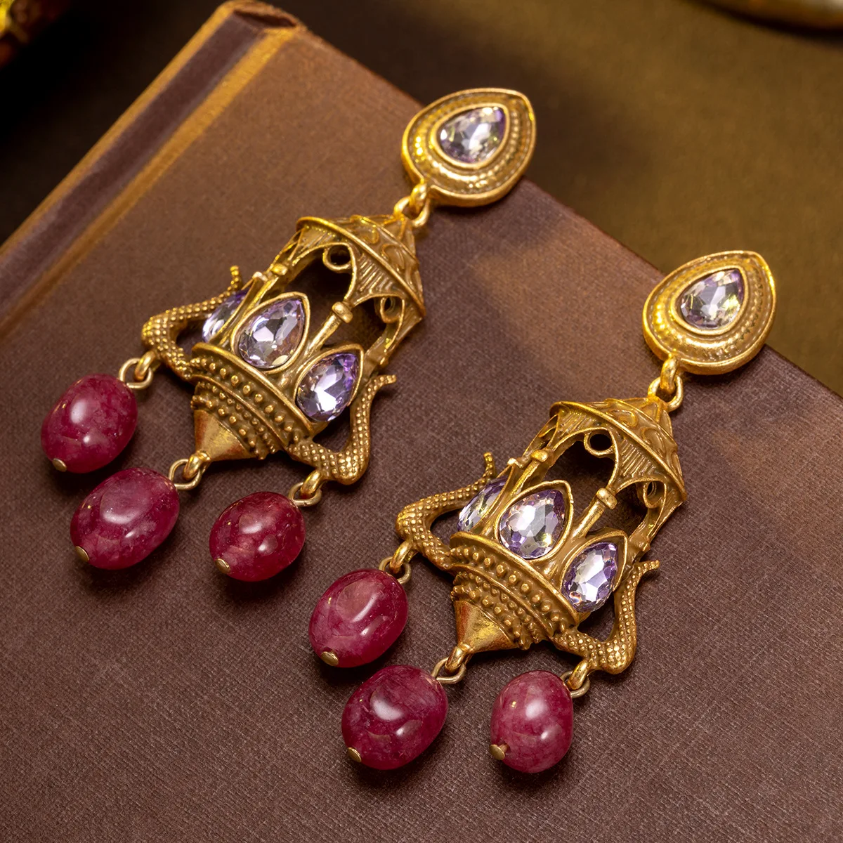 Medieval Earrings Palace Style Tassel Retro Gorgeous Old Cut Out Chandelier Earrings