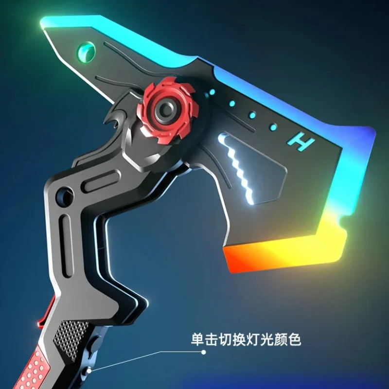 

In Stock Interstellar Spark 2-in-1 Spray Battle Axe Colorful LED Light Sound Effect Transforming Laser Sword Toy Gift For Boys