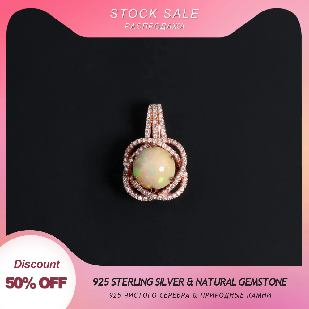 TBJ Stock sale ,925 sterling silver pendant without chain with natural ethiopia opal   gemstone fine jewelry for women gift