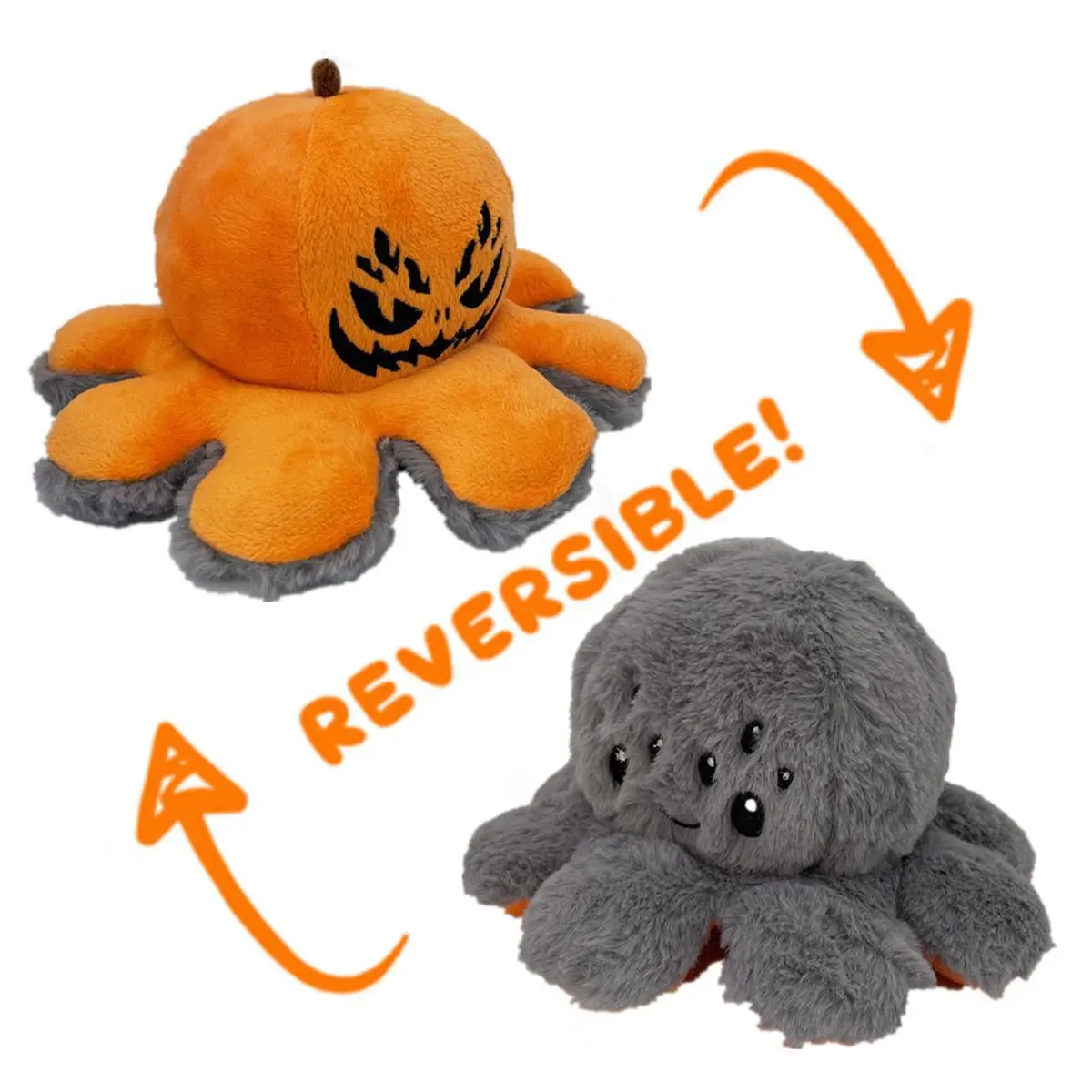 

Halloween pumpkin octopus doll flip pumpkin plush toy double-sided face change.plush Holiday gift pokemon plush peluches