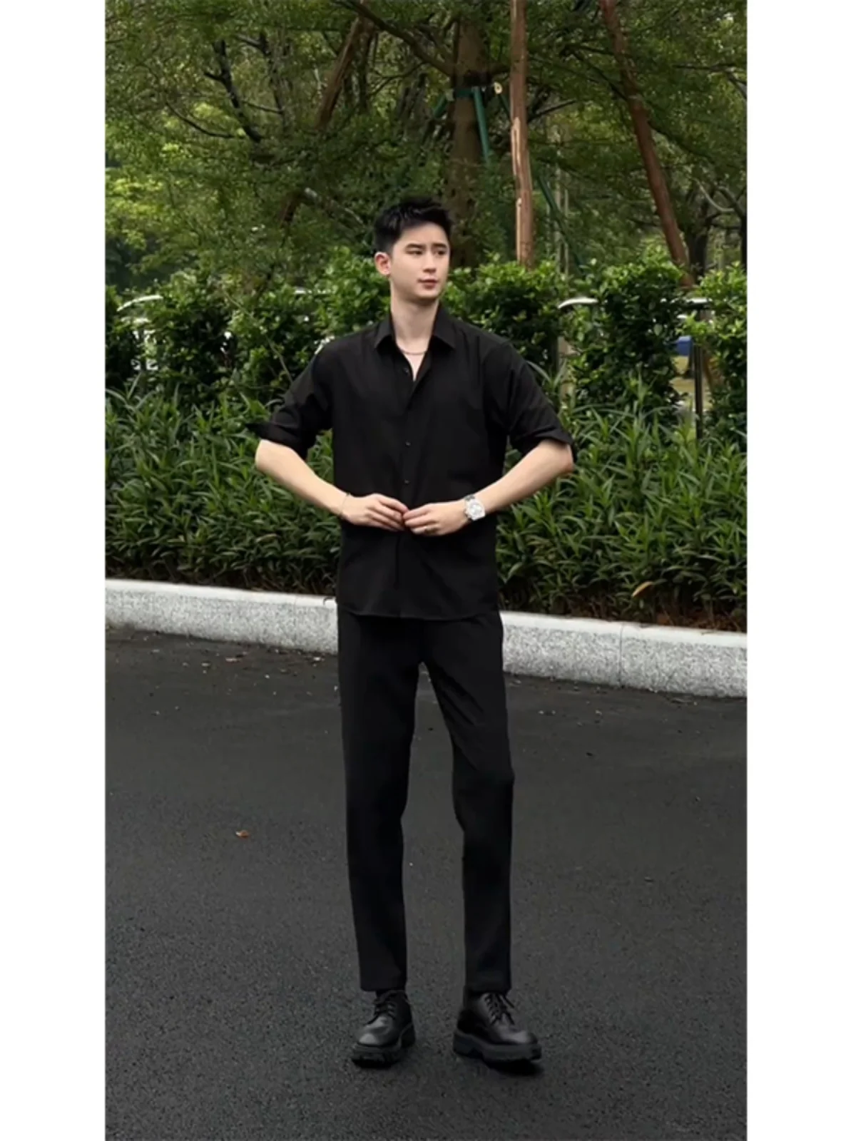 

Мужские брюки Bla Ice Silk Slim Fit: летние, прямые, класса люкс, для костюма, повседневные, молодежные, из полиэстера, в стиле Неаполь, 9/10 длины.