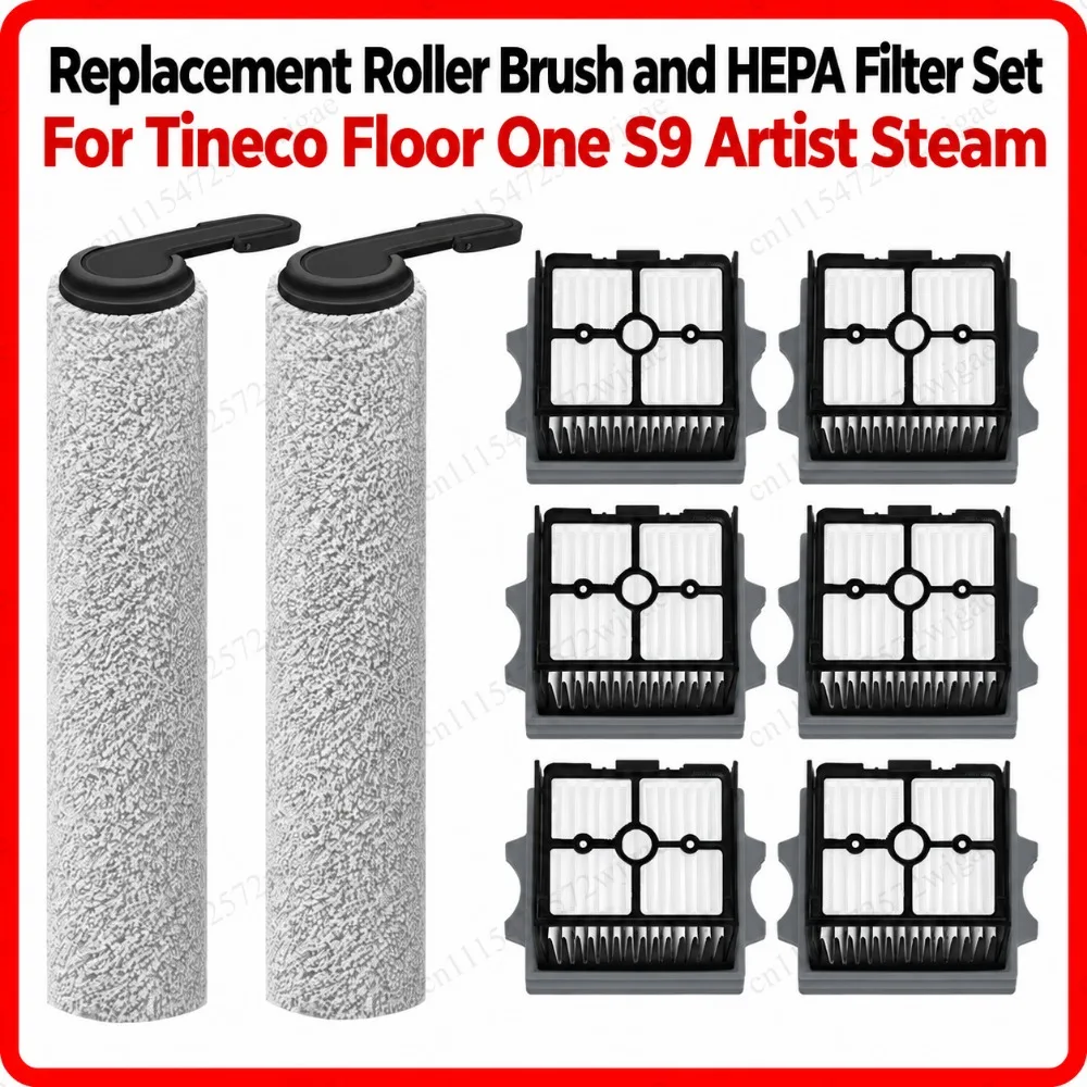 For Tineco Floor One S9 Artist Steam/S9 Artist Lay-flat Replacement Brush Roller and HEPA Filter Wet Dry Vacuum Parts