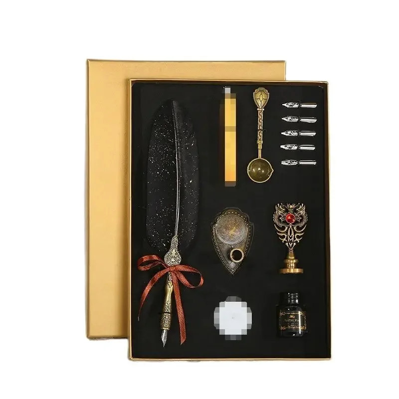 Feather European Style Retro Throwing Quill Students England Touch Water Fountain Pen Birthday Gift Box Stationery