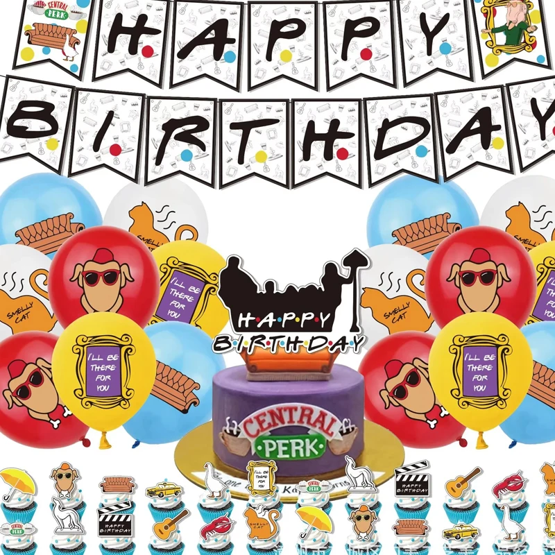 Neue Freunde Geburtstag Party Dekoration Freunde TV Show Party Supplies Geburtstag Luftballons Freunde Kuchen Topper Geburtstag