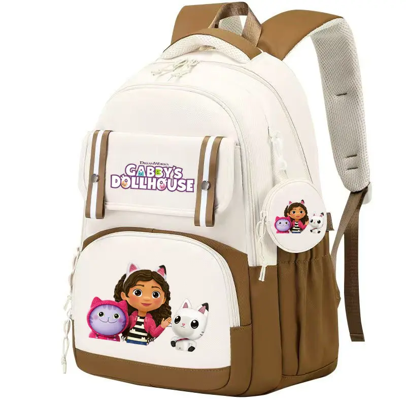 New Gabby Dollhouses Girls School Backpack Kawaii Cartoon Printed School bag Cute Girls School Supplies Children Birthday Gifts