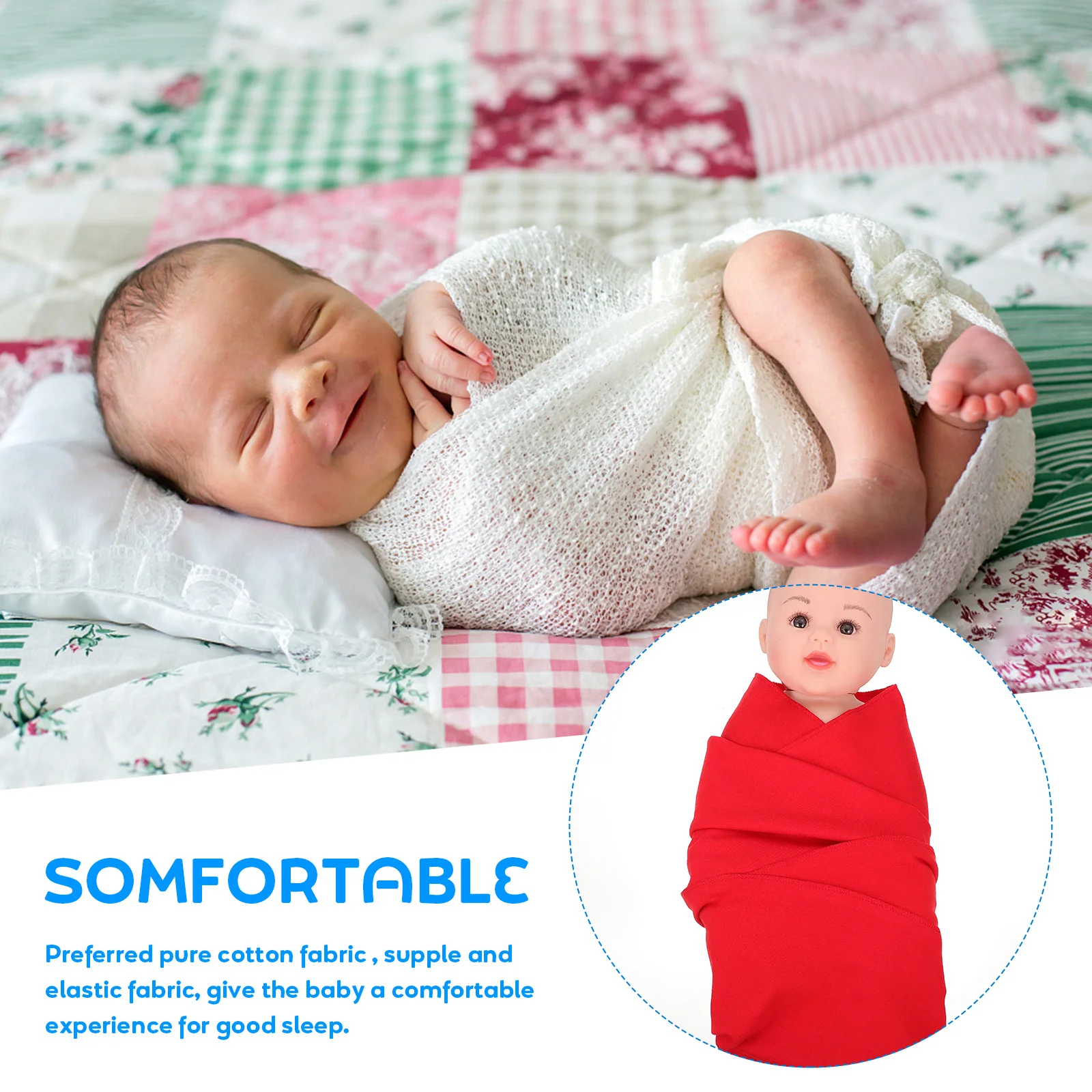 1 قطعة ملابس الطفل القماط القطنية الناعمة المرنة امتصاص العرق قماط التفاف تنفس مريحة الوليد