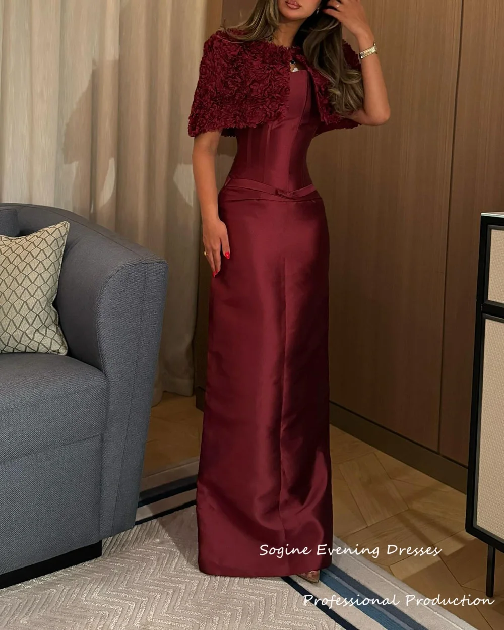 

Satin Sexy Evening Dresses With Appliques 2-Piece High Waist Prom Dress Corset Cocktail Party Gowns Formal Maxi Gown For Women