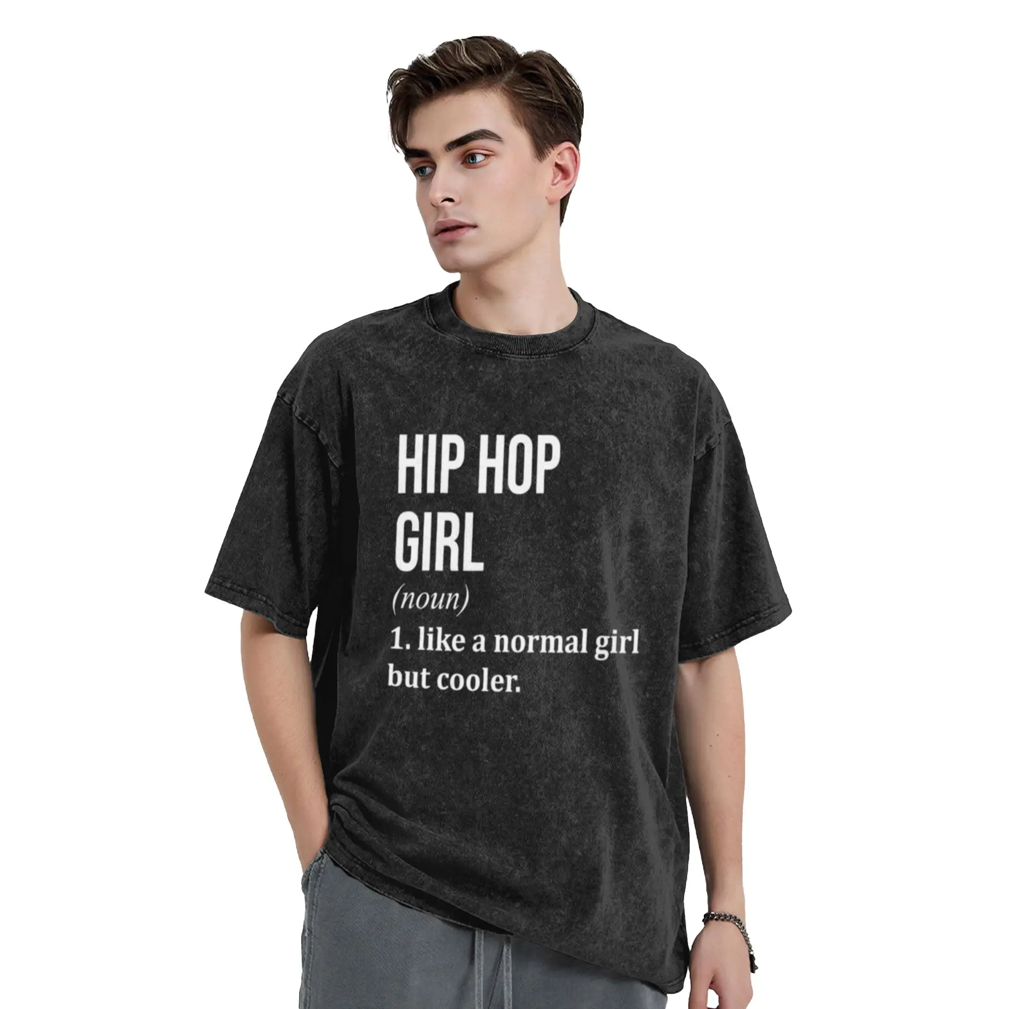 Hip Hop Girl Definition Hip Hop for Women Classic Comfort A Washed T Shirt Men's Women's Oversized Cotton Tees Tops