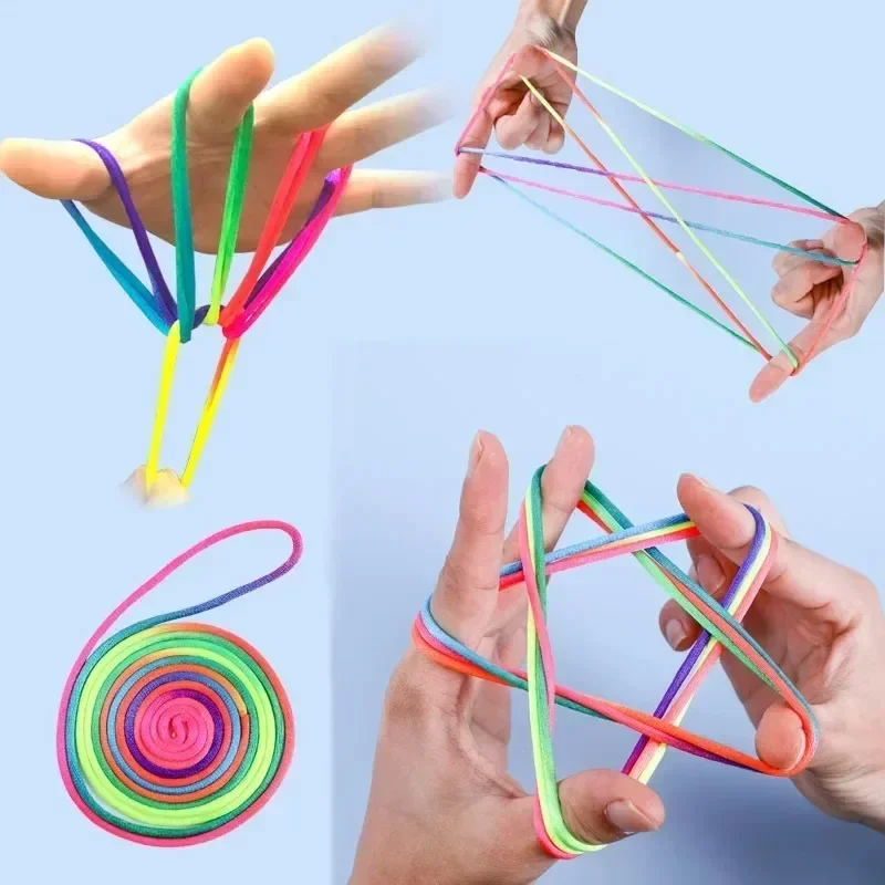 

Creative Rainbow Color Fumble Finger Thread Rope String Game Developmental Toy Puzzle Educational Game for Children Kids