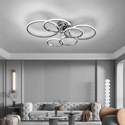 Lámpara de techo Led moderna, candelabro regulable dorado/cromado para sala de estar, dormitorio, cocina, 4-6 anillos