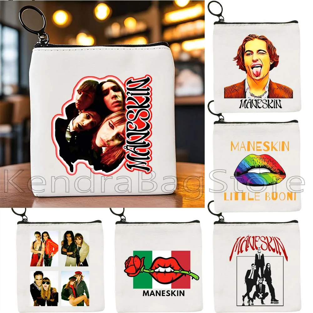 

Cool Italia Music Damiano David Maneskin Victoria Damian MAMMAMIA Key Case Coin Purse Canvas Bags Pouch Cotton Bags Wallet Gifts