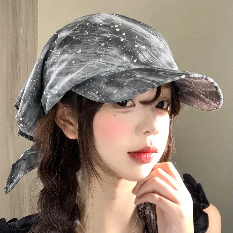 

Ins Personality Stars Smudge Scarf Caps for Women Summer Street Fashion Sun Protection Versatile Korean Niche Strap Sun Hats