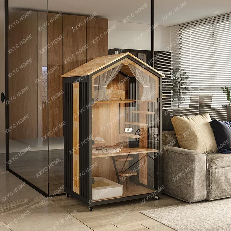 TTCat Cage Villa High-Grade Solid Wood Luxury Three-Layer Large Household Cattery Cat House Chamfer Cat Display Cabinet