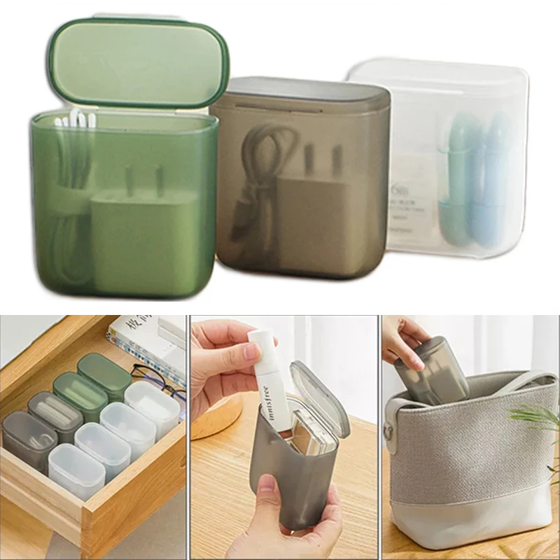 

Desktop Mobile Phone Data Cable Wired Headset Charger Storage Box Transparent Belt Cover Jewelry Miscellaneous Storage Organizer