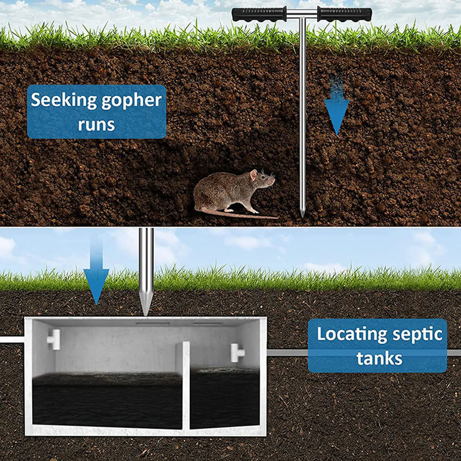 مجسات عينة التربة مجسات عينة التربة مع مقبض T طرف قابل للتعديل أداة عينات التربة من الفولاذ المقاوم للصدأ لمزرعة العناية بالنباتات #3