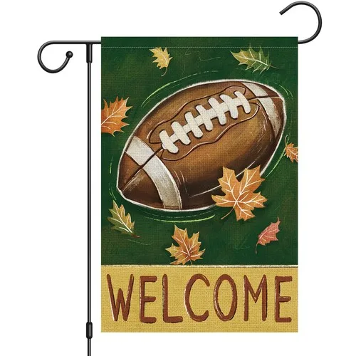 Fall Football Welcome Garden Flag 12 x 18 Inch Vertical Double Sided Burlap, ... YYZ