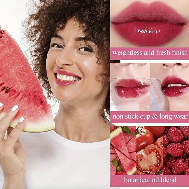 Mini Lip Glaze Tint, Água Gloss Tint, Hidratante, Batom Espelho Não-Transferência, De Longa Duração, À Prova D' Água, Doce Fruta