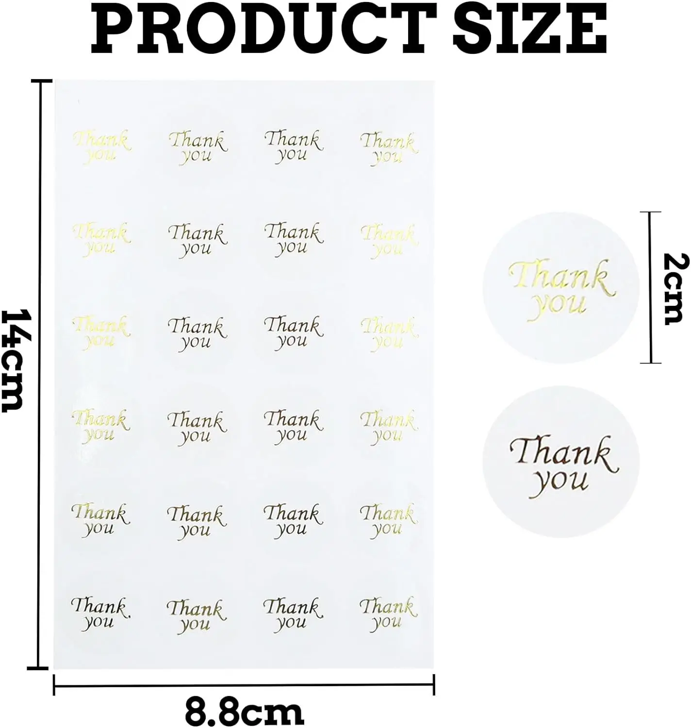 240Pcs Thank You Stickers, Thank You Round Label Sticker, 2cm Thank You Label for Handmade, Business, Envelop, Gift - Clear