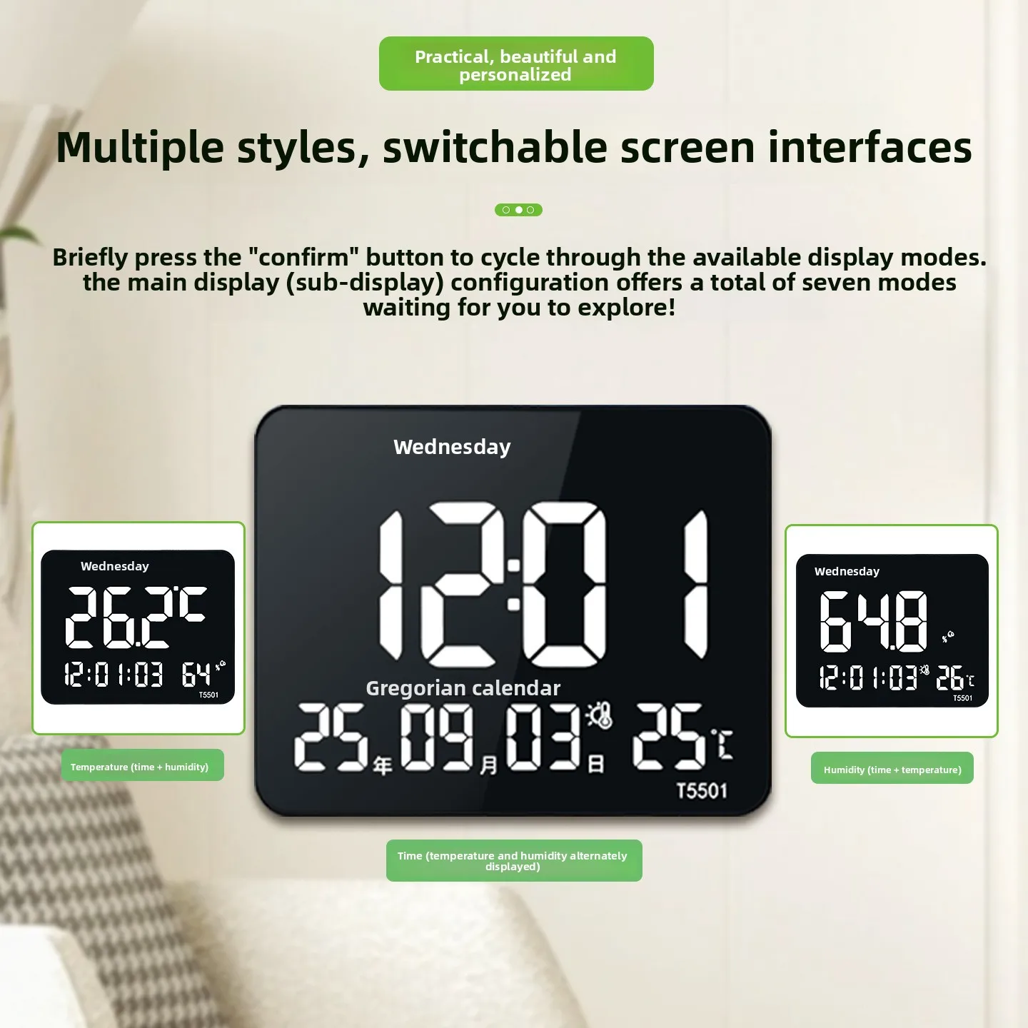 Basic Electronic Wall Clock Temperature Humidity Monitoring Living Room Electronic Clock Time And Date Viewing Graffiti Networki