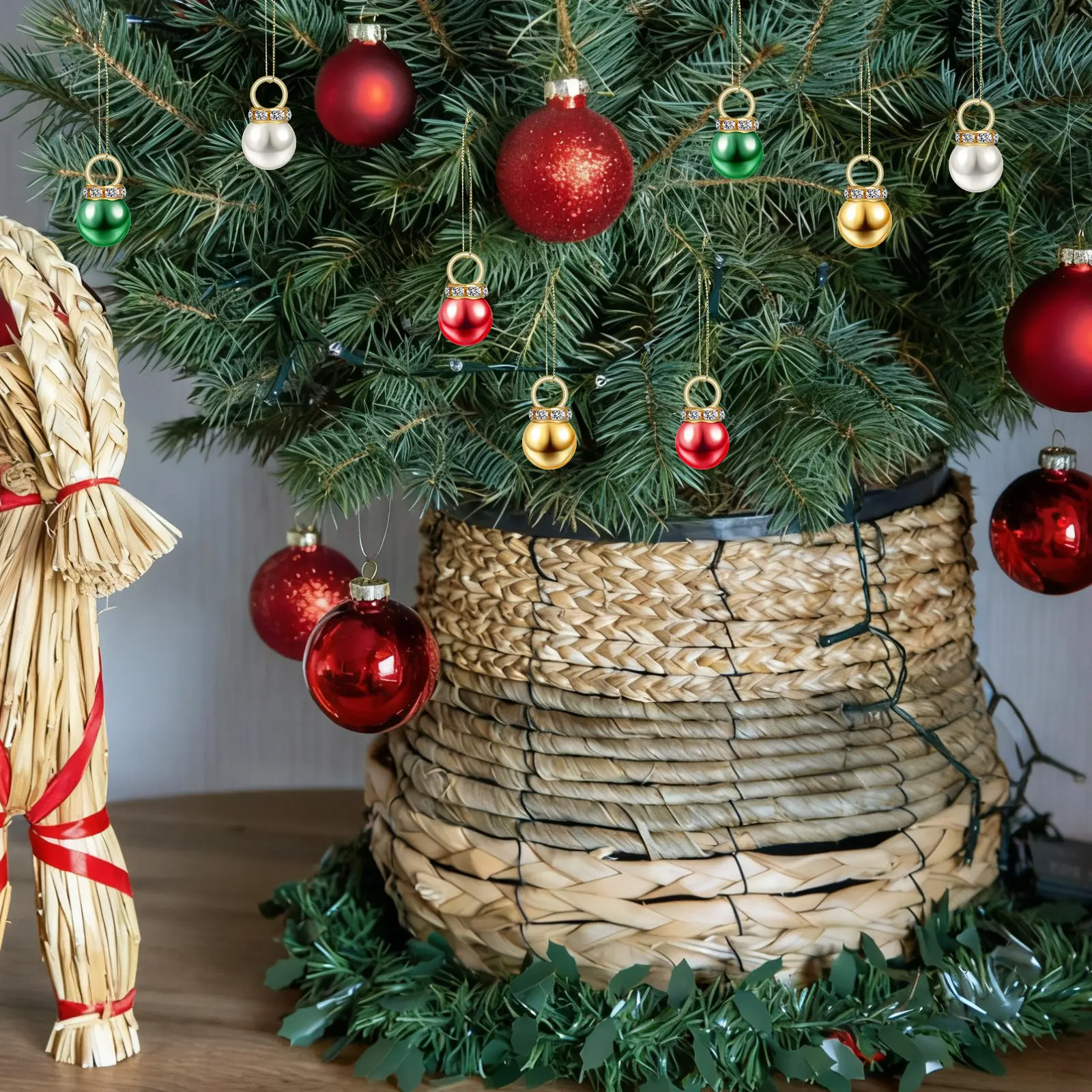 200Pcs Mini Ornaments Christmas Ball Baubles Pearl Texture Lightweight Shiny Holiday Hanging Decor for Xmas Tree Wreath Garland