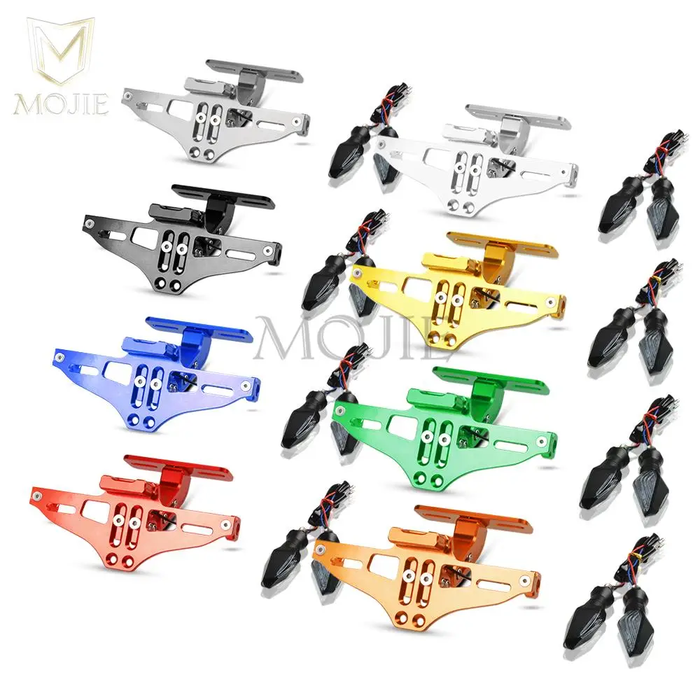 Motorcycle Universal License Plate Holder Bracket LED Light For KAWASAKI Z750 Z750L Z750R Z750S Z900 Z900RS Z1000 Z1000R Z1000SX