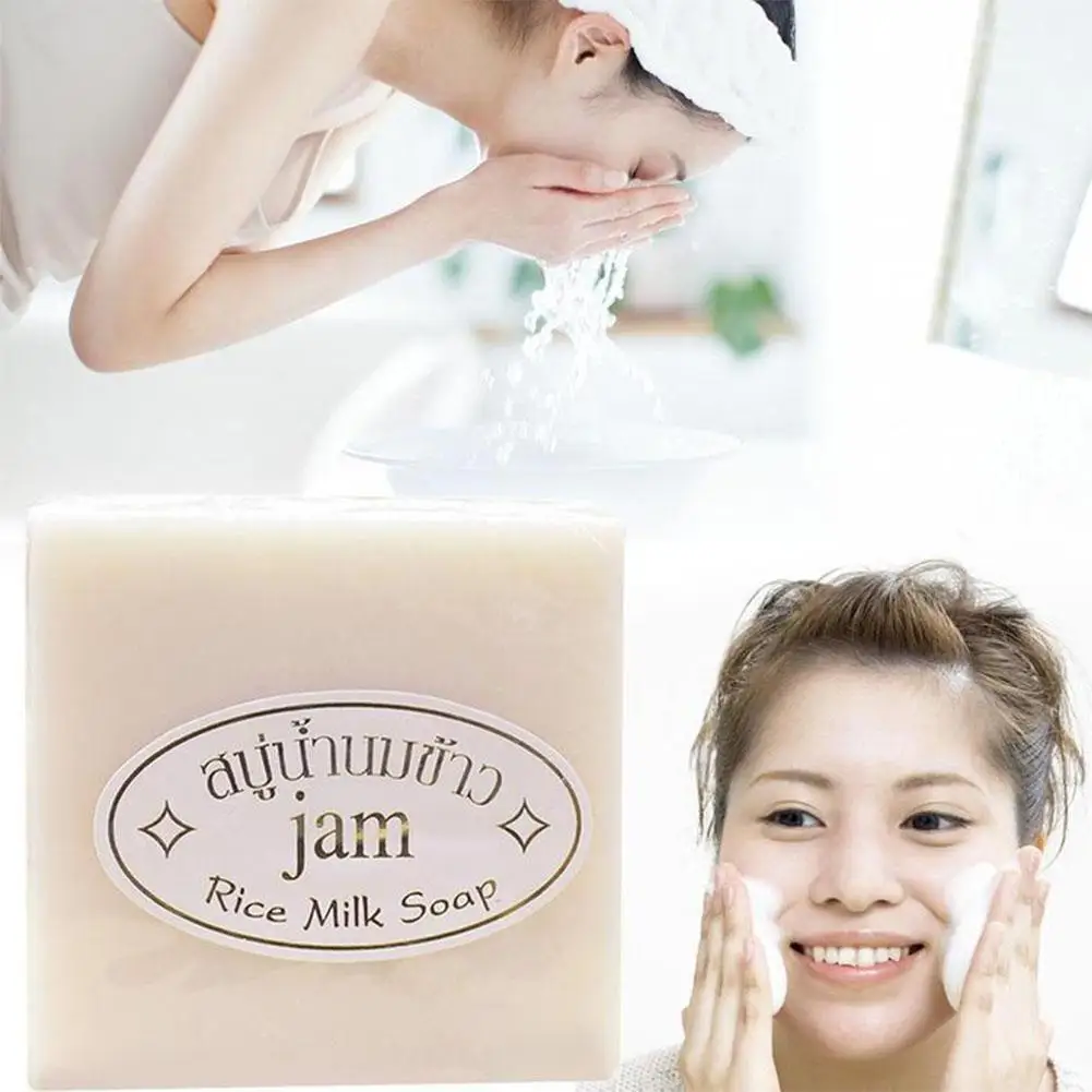 65g Thailand Rijst Zeep Collageen Natuurlijke Handgemaakte Zeep Controle Diepe Gezicht Reiniging Whitening Voedende Zeep Reinigingsolie Bal Q3R1