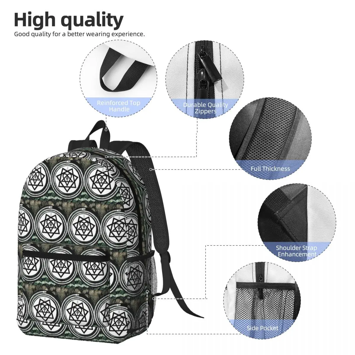 Him Band Album Heartagram Ville Valo Cool Backpack Daypack Large Capacity BookBag School Bag Shoulder Bags for Men Women