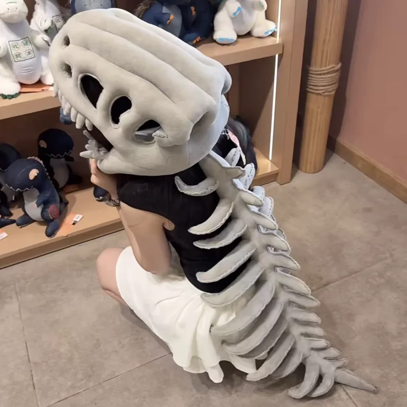 75/116 cm Dinosaurus Pluche Skelet Kostuum Set Grappige Hoofddeksels Cosplay Dress Up Kleding Knuffels Kerst Creatieven Halloween Geschenken