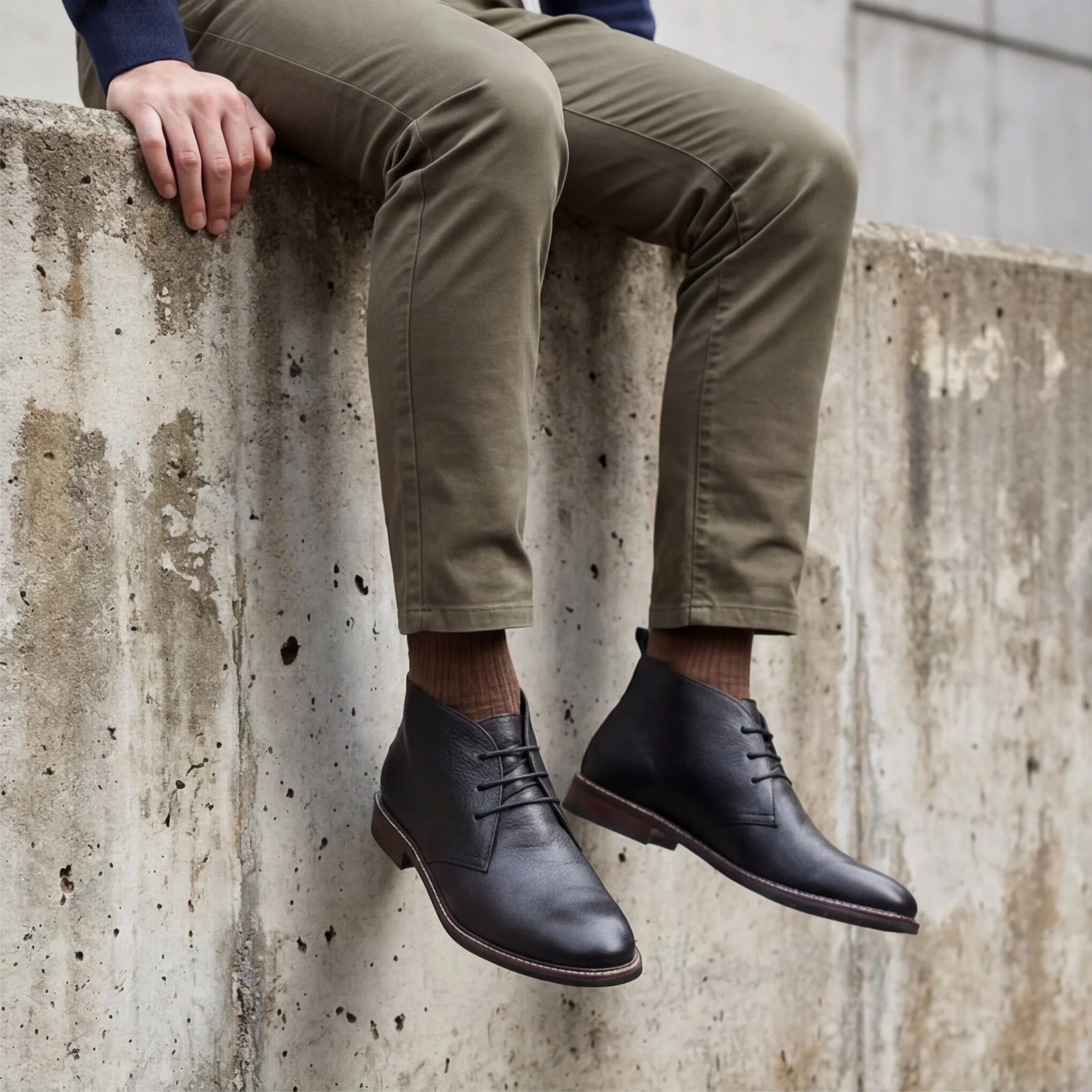 100% Leder Herren Chukka Boots Modische Bequeme Marken-Knöchelstiefel Echtleder Desert Boots # KD585 – Detail 6