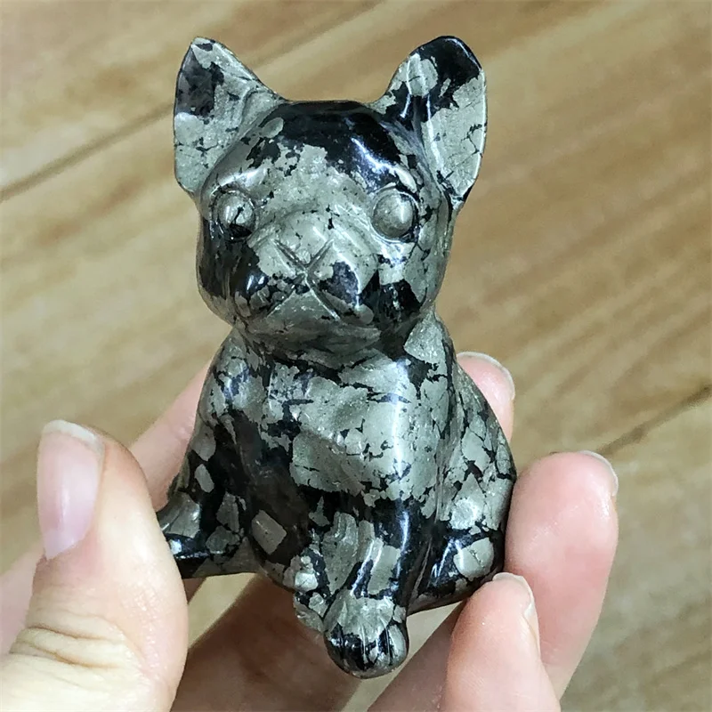 Natural Pyrite Cartoon Carving Animal Crafts Healing FengShui Stone Home Office Decoration Gifts 1PC