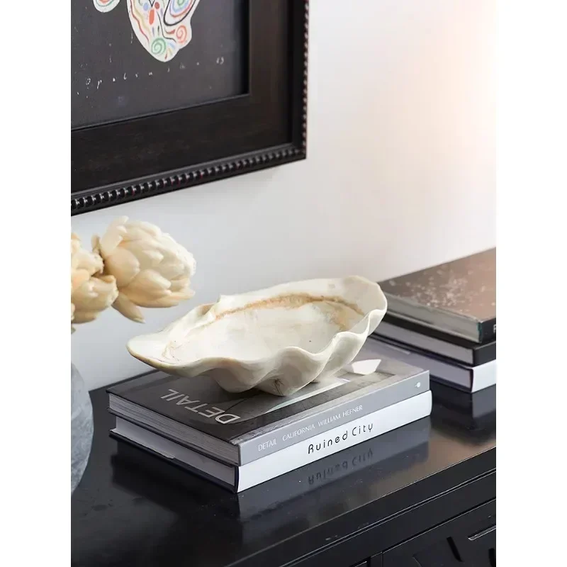

Medieval Shell Art Fruit Plate Simulation Creative Sculpture Niche Desktop Personalized Tray Handicraft OrnamentH