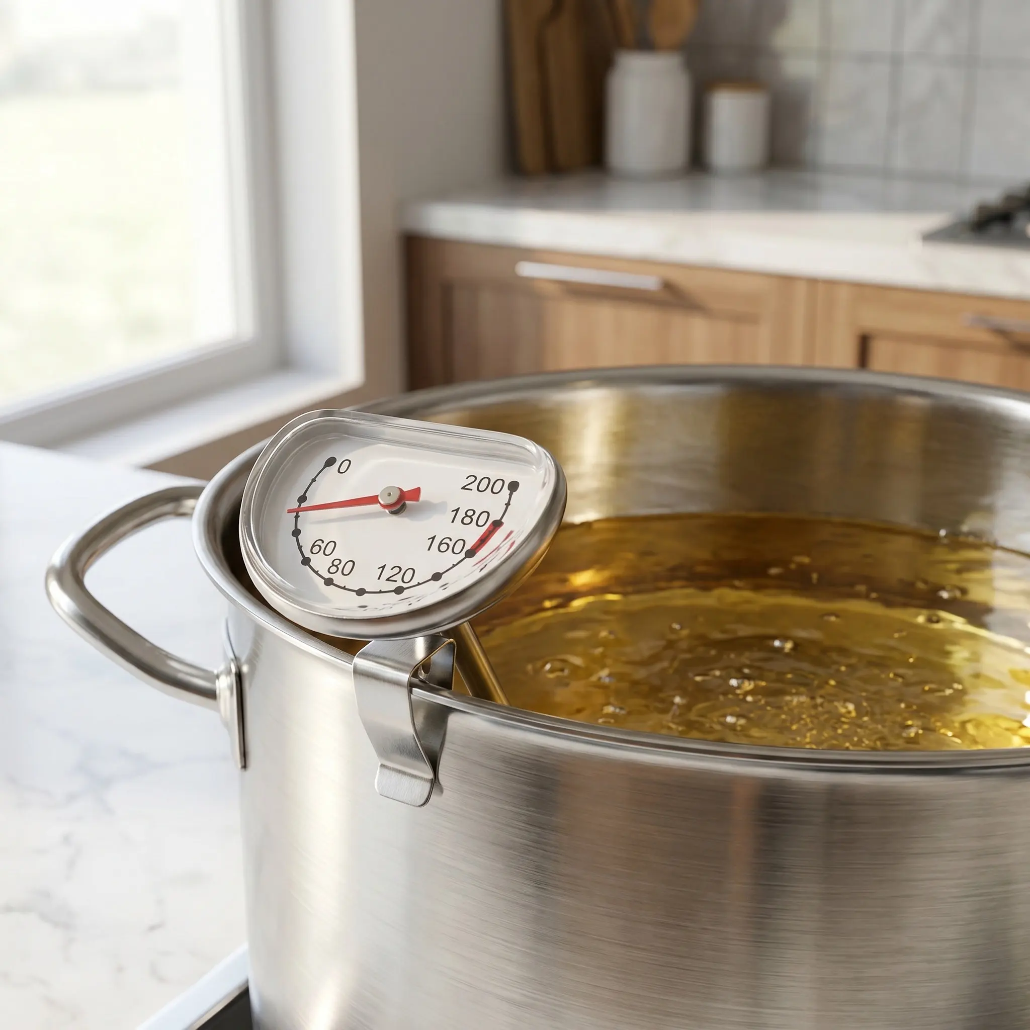 Stainless Steel Deep Fry Thermometer Fry Thermometer Kitchen Tool Cooking Oil Temperature Gauge for Turkey Bbq Baking Food