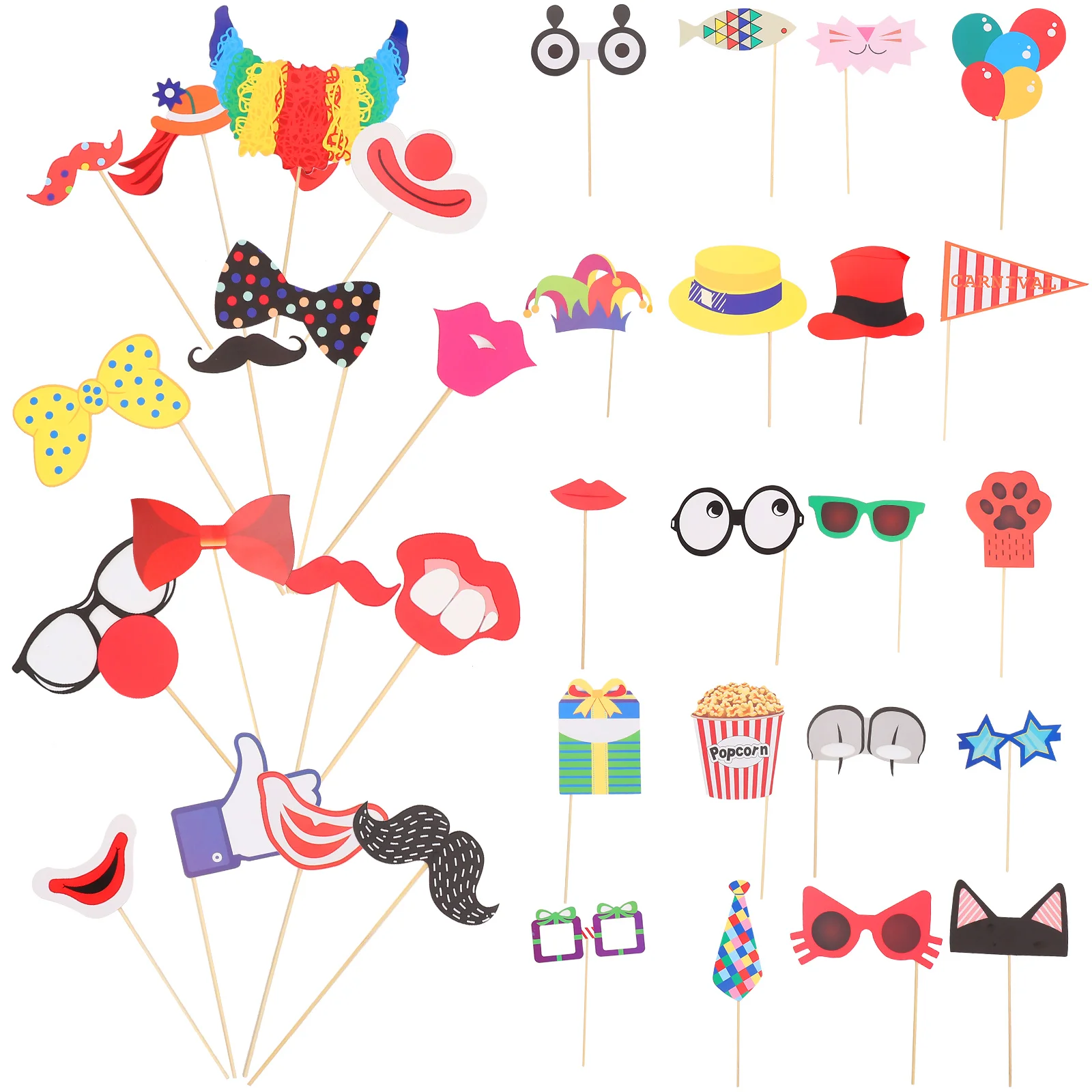 

36 PCS Photo Booth Props Wedding Photobooth Party Supplies Accessories Circus Clown Make